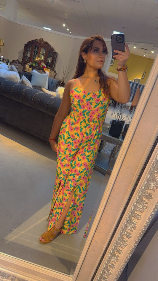 Floral yellow jumpsuit